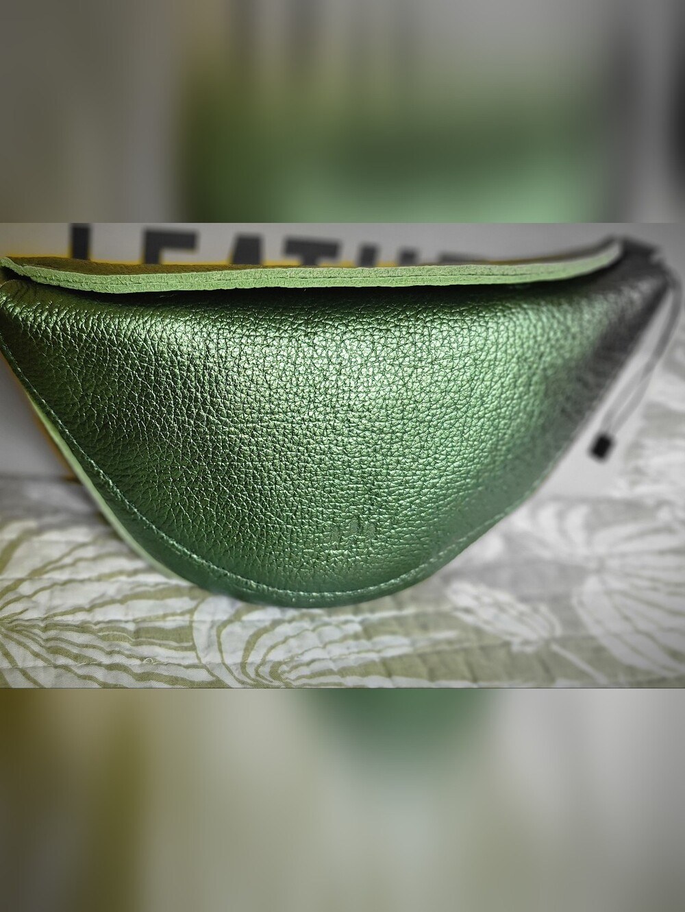 Portland Leather Small Koala Sling Bag in Metallic Greench. - Picture 2 of 11